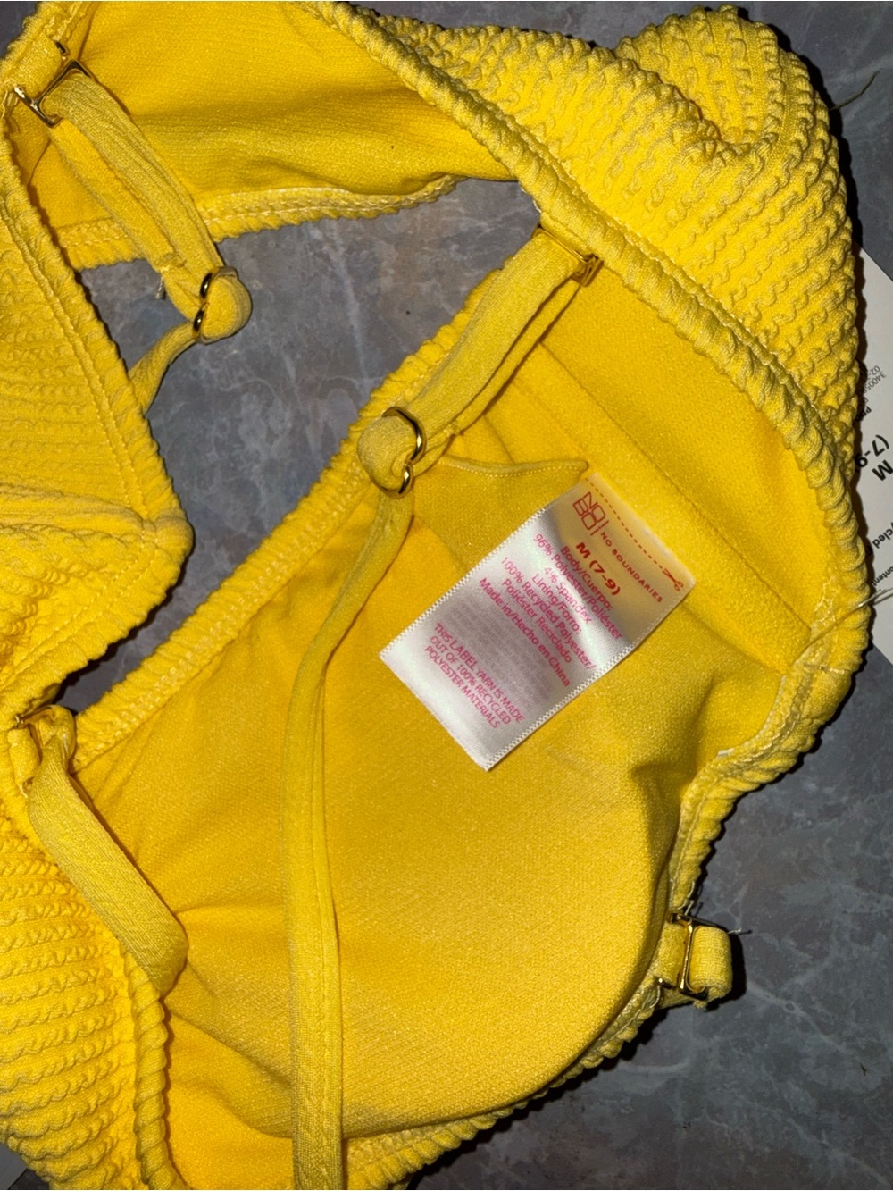 No Boundaries Yellow Textured High-Waist Bikini - Picture 5 of 5
